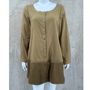 MarlaWynne Top Womens Large Tan Taupe Popover Tunic Minimalist Lagenlook Neutral